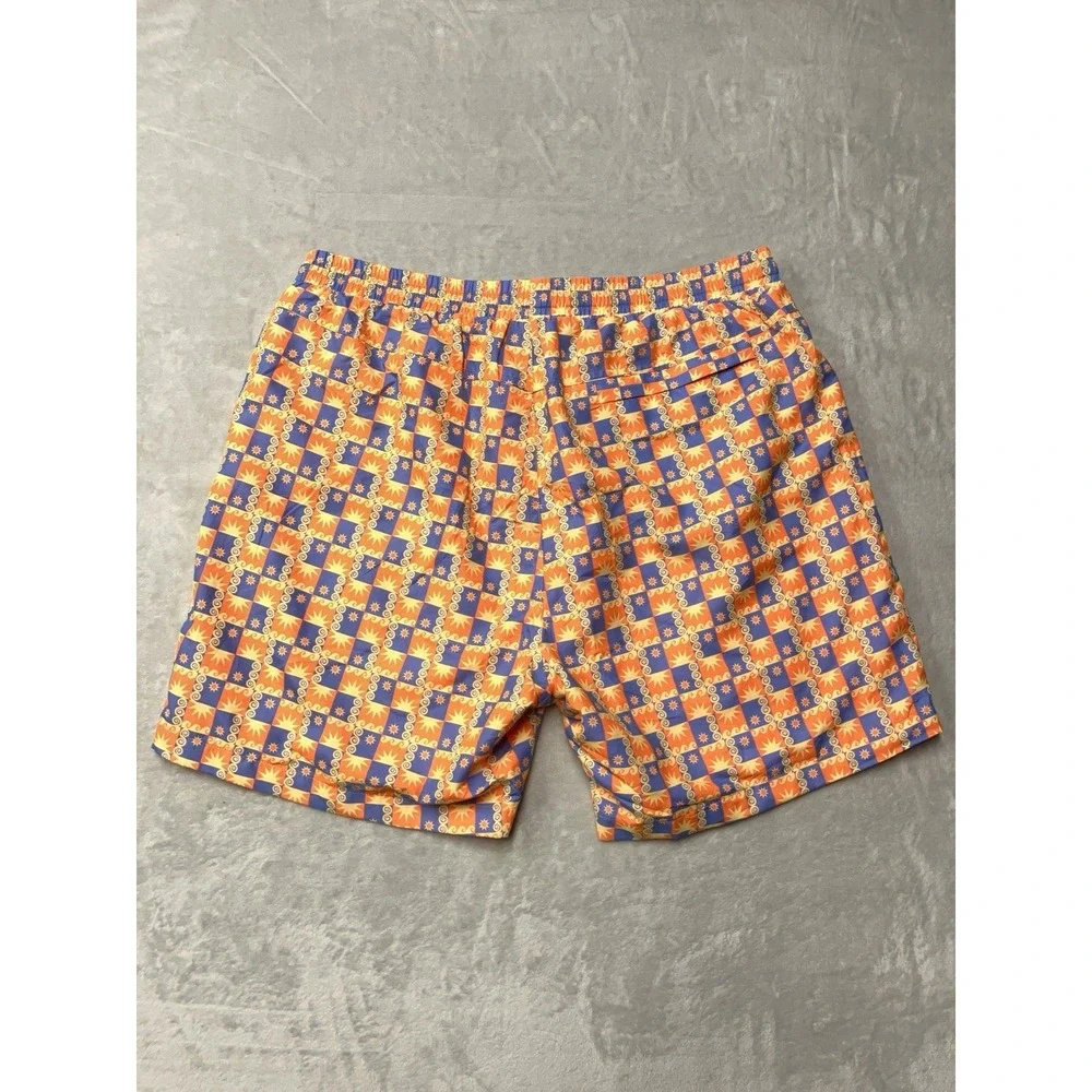 Kulani Kini's Swim Trunks Mens 2XL Celestial Sun AOP Pattern Funky Pool Shorts